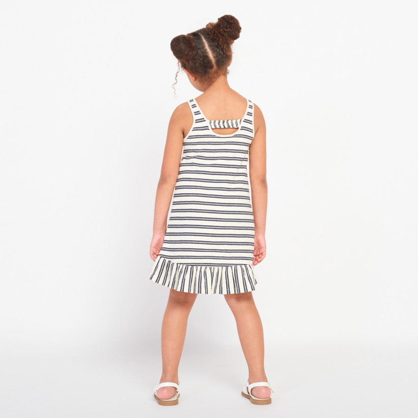 Αμάνικο ριγέ φόρεμα με βολάν για κορίτσι 