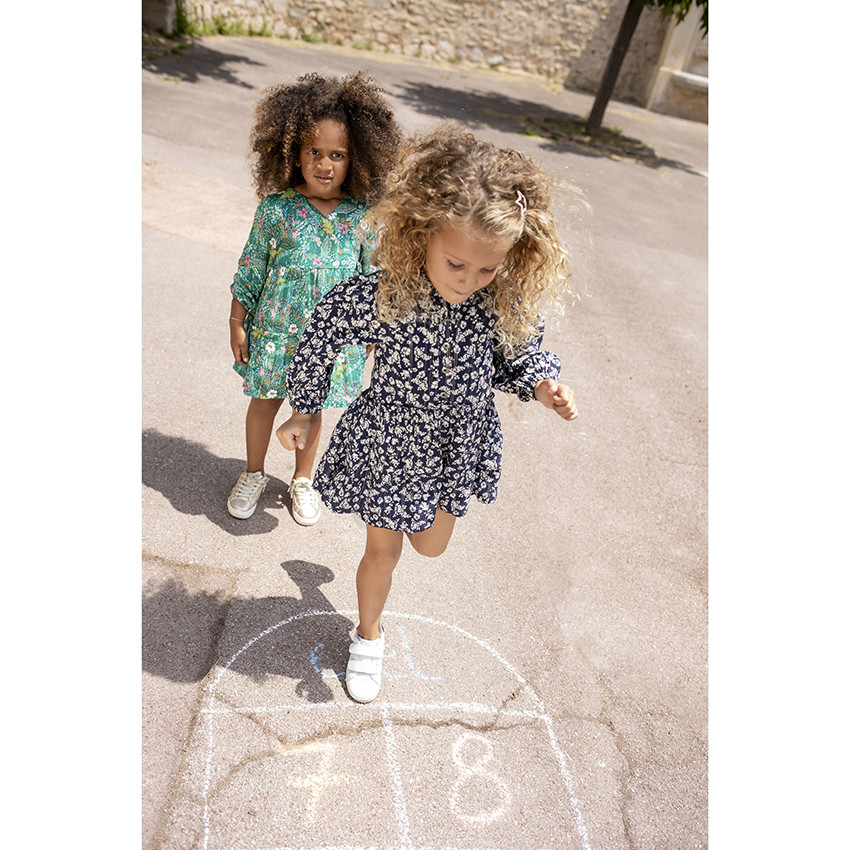 Φόρεμα μακρυμάνικο με σχέδιο floral και φαρδιά γραμμή 