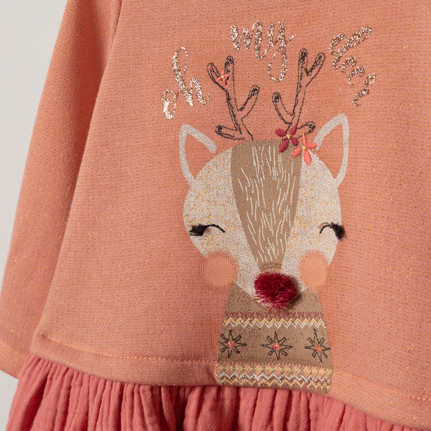 Φόρεμα  2 σε 1 με τυπωμένα ζωάκια κι κεντήματα  