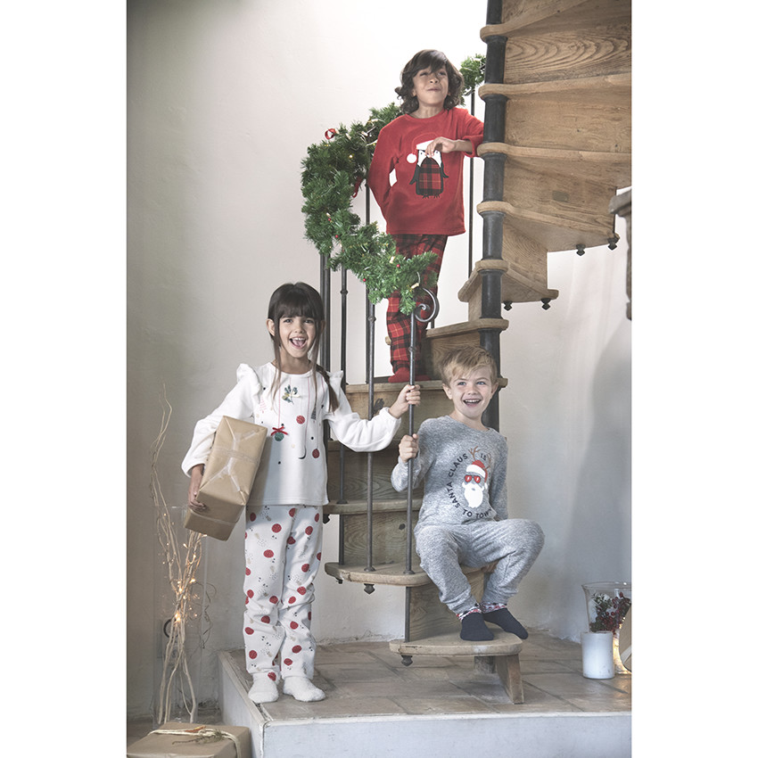 Πιτζάμα πλεκτή chinée σχέδιο Άγιος Βασίλης για αγόρι 