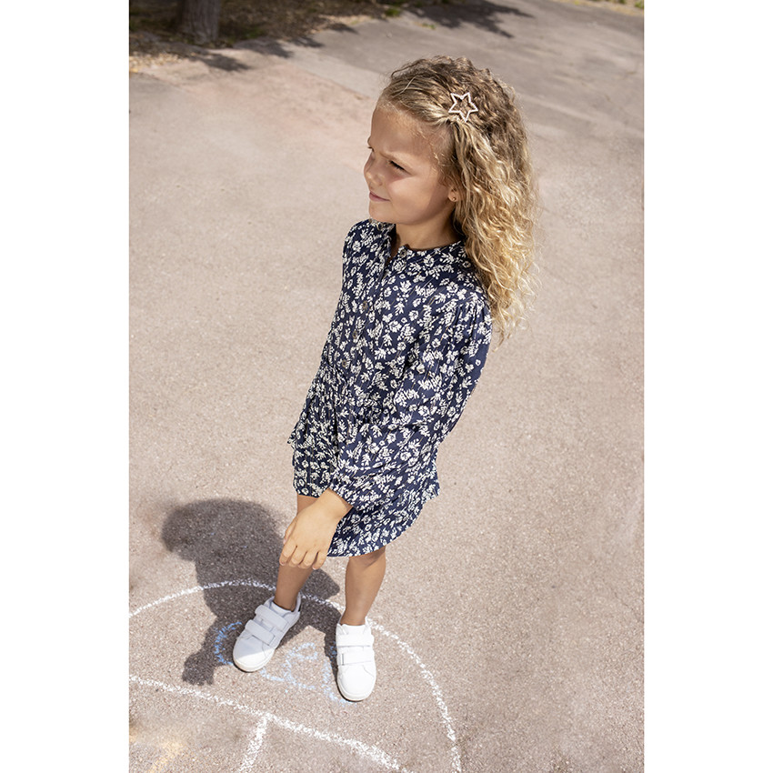 Φόρεμα μακρυμάνικο με σχέδιο floral και φαρδιά γραμμή 