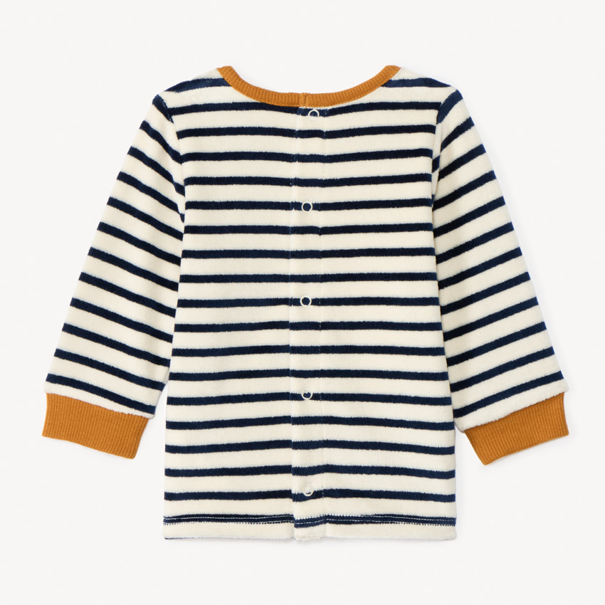 Πιτζάμα 2 τμχ. βελουτέ ριγέ για μωρό αγόρι με διαφορετικά φινιρίσματα ανάλογα με την ηλικία 