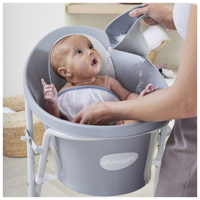 Baignoire Shnuggle nouveau nés 0-12m - Blanc/Gris 