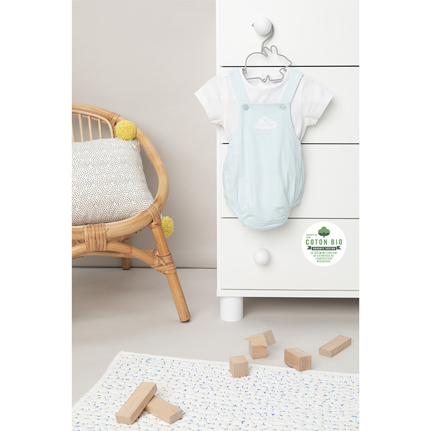 Σετ μπλούζα κοντομάνικη και σαλόπετα μπλε από βαμβάκι 