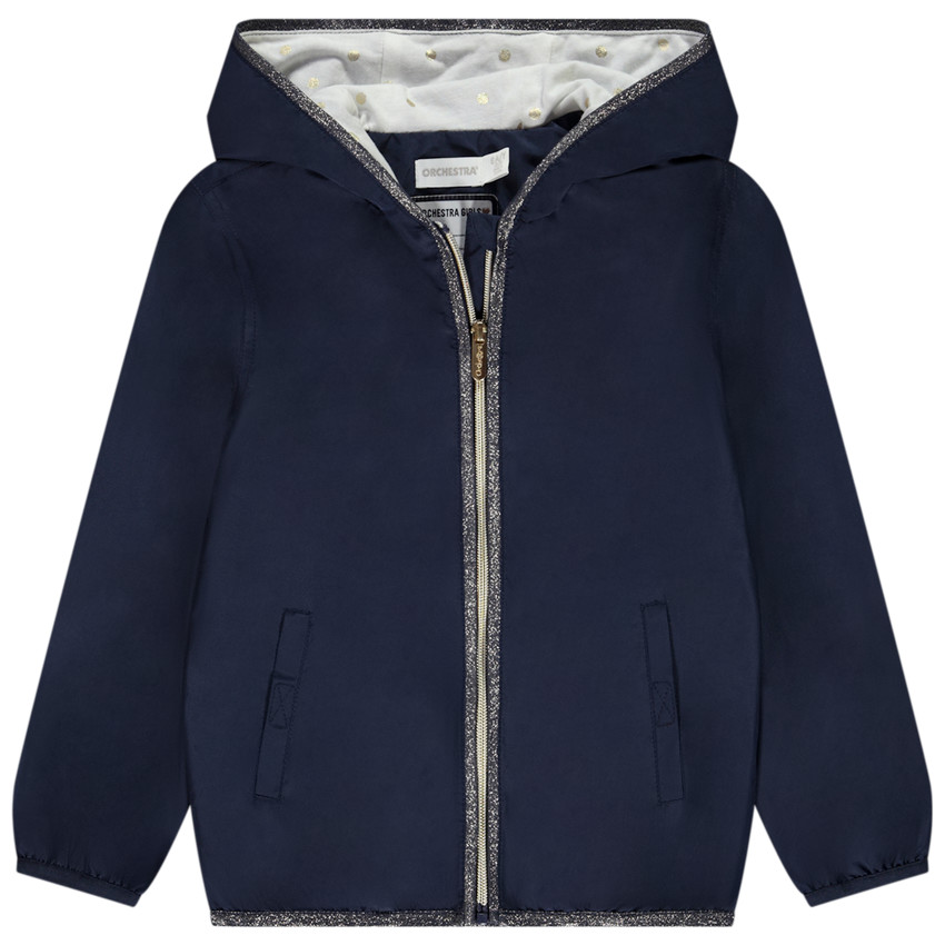 Αντιανεμικό μονόχρωμο με τυπωμένη επένδυση για κορίτσι 