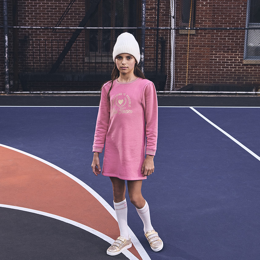 Φόρεμα μακρυμάνικο από πλεκτό με σχέδιο glitter για κορίτσι 