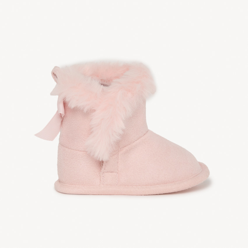 Μποτάκια από συνθετική γούνα με φιόγκο για μωρό κορίτσι 