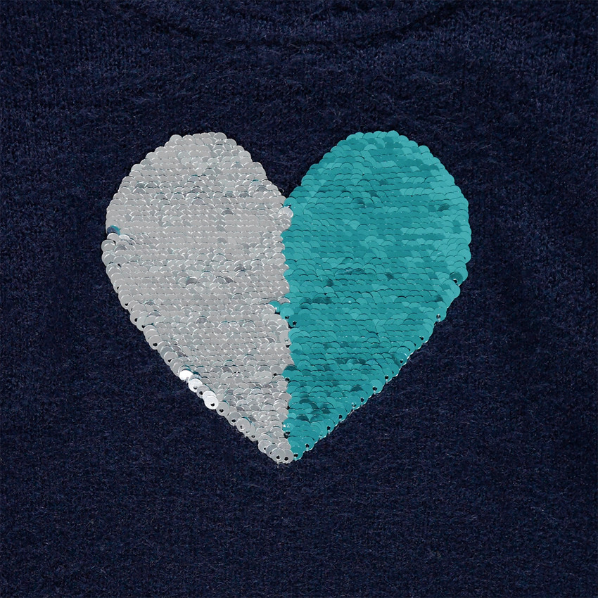 Πουλόβερ πλεκτό καρδιά σε μαγικέ παγιέτες   