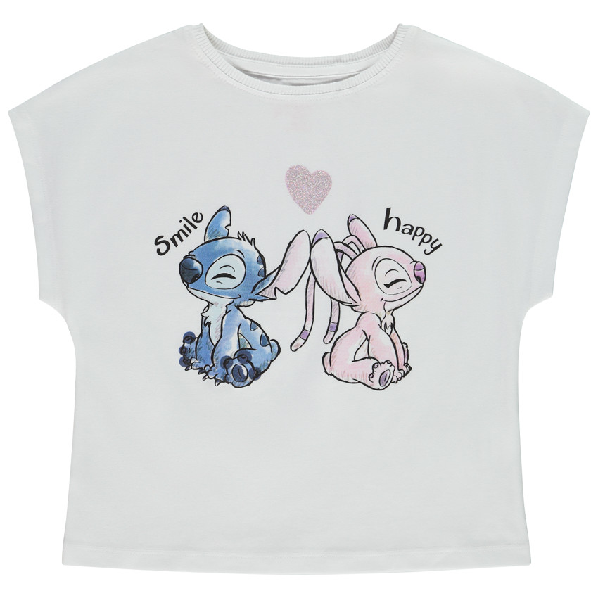 Κοντομάνικο μπλουζάκι print Stitch & Angel Disney για κορίτσι 