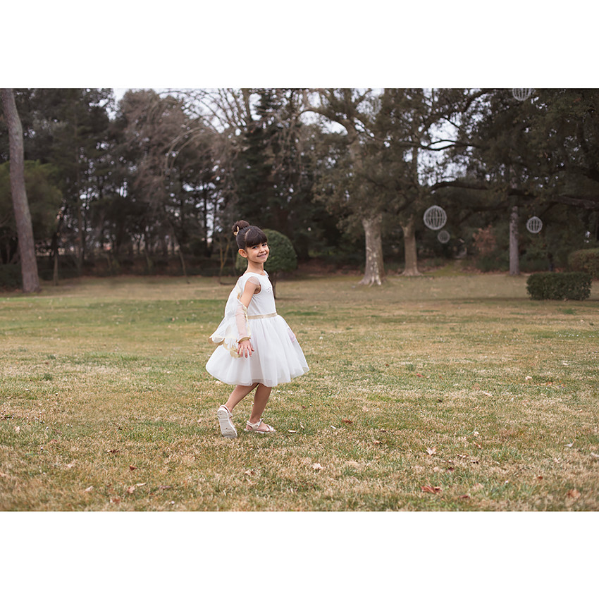 Robe de cérémonie en tulle + ailes de papillon pour fille 