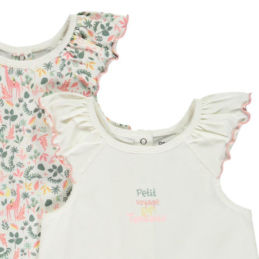 Σετ από 2 κοντές ολόσωμες φόρμες Tanzanie για bebe κορίτσι 