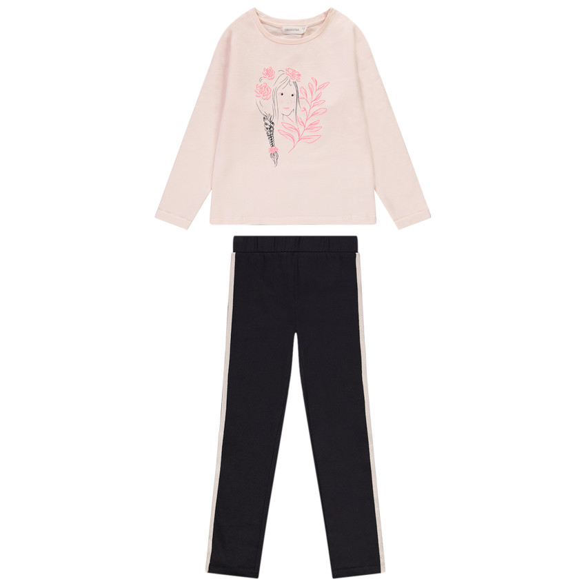 Ensemble sweat print visage + jogging pour fille Main Ensemble sweat print visage + jogging pour fille