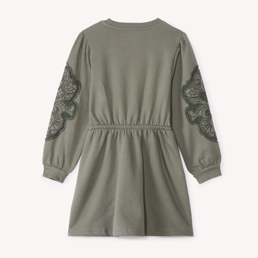 Robe manches longues en molleton brodé pour fille 