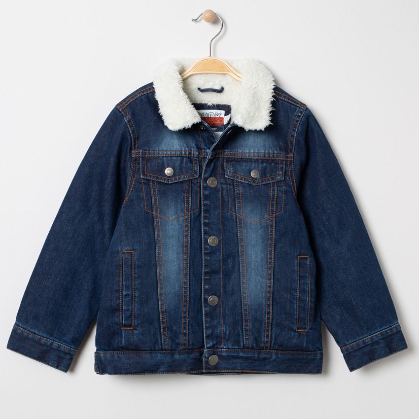 Veste en jean used doublée sherpa moutonnée  Additional Veste en jean used doublée sherpa moutonnée