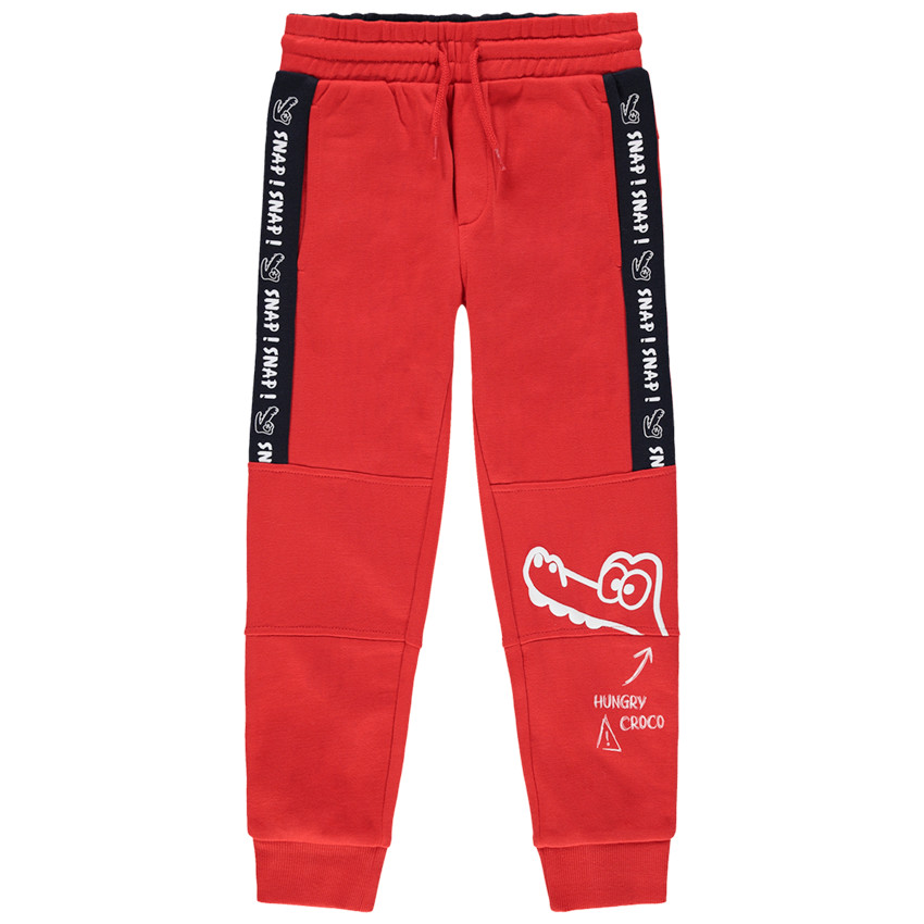 Κόκκινο παντελόνι φόρμας από φανέλα με στάμπα κροκόδειλο  Additional Κόκκινο παντελόνι φόρμας από φανέλα με στάμπα κροκόδειλο