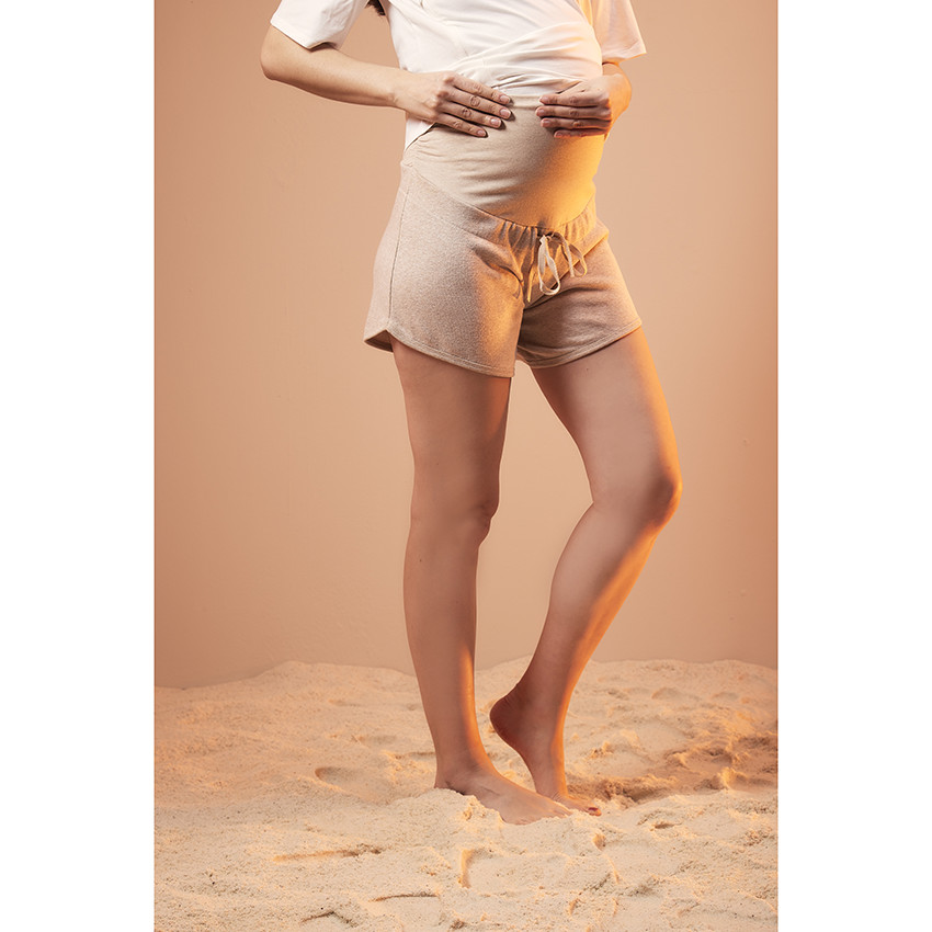 Σορτς εγκυμοσύνης από πλεκτό με lurex μονόχρωμο 