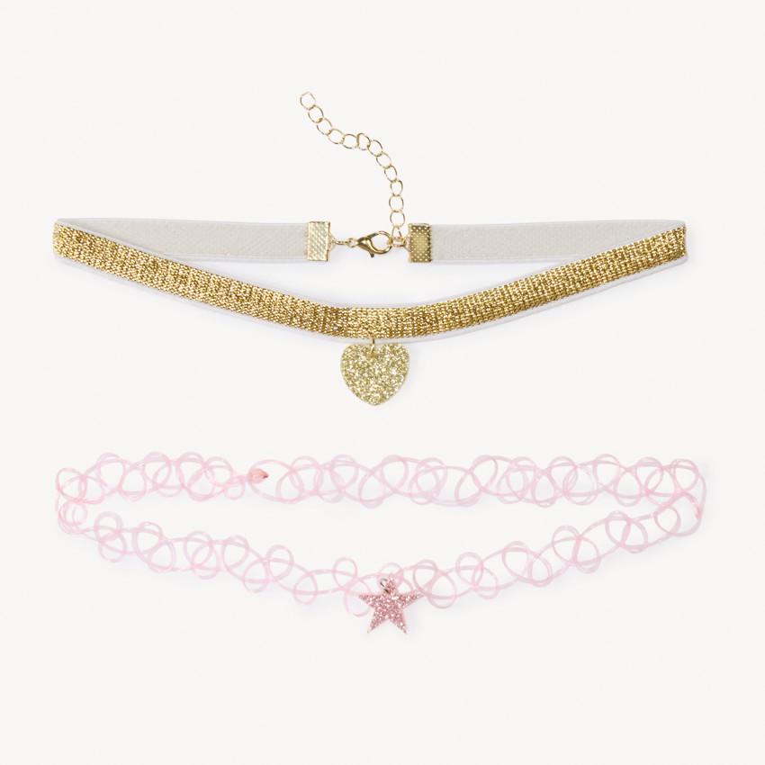 Σετ με 2 φανταχτερά κολιέ choker για κορίτσι 