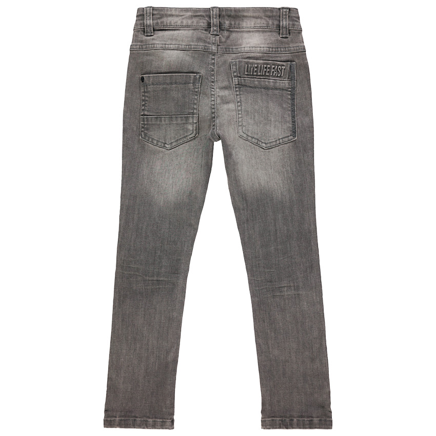 Jean slim effet used με τσέπη με μήνυμα 