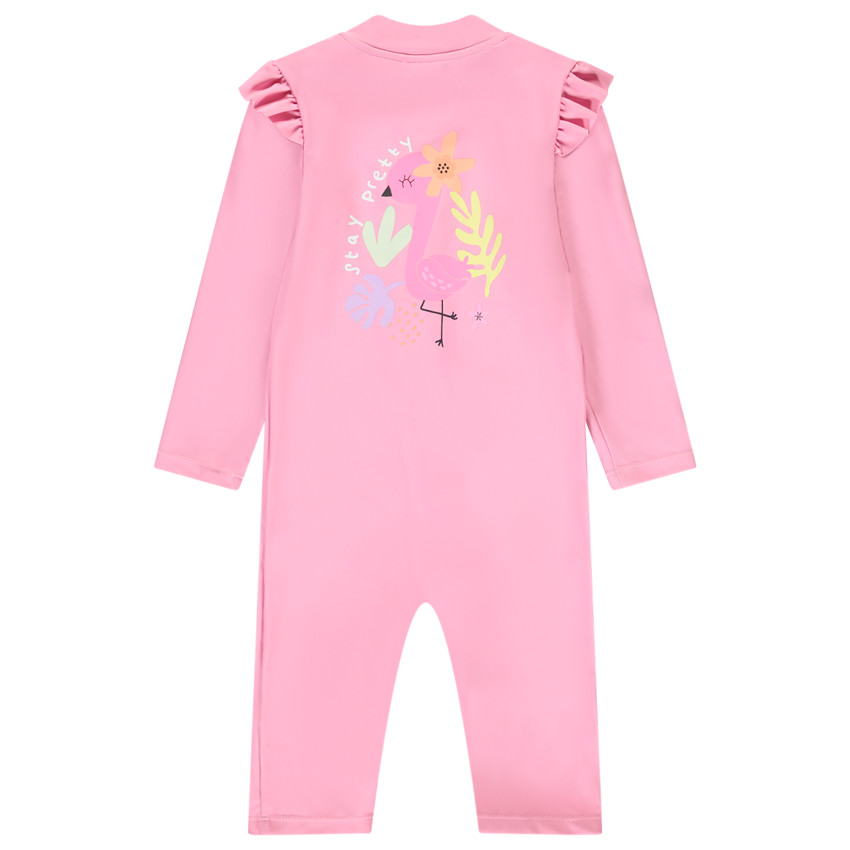 Ολόσωμο μαγιό με προστασία UV και σχέδιο φλαμίνγκο για μωρό κορίτσι 