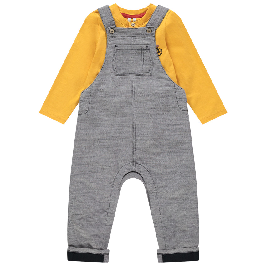 Σετ t-shirt μακρυμάνικο και  Σαλοπέτα γκρι για bebe αγόρι 