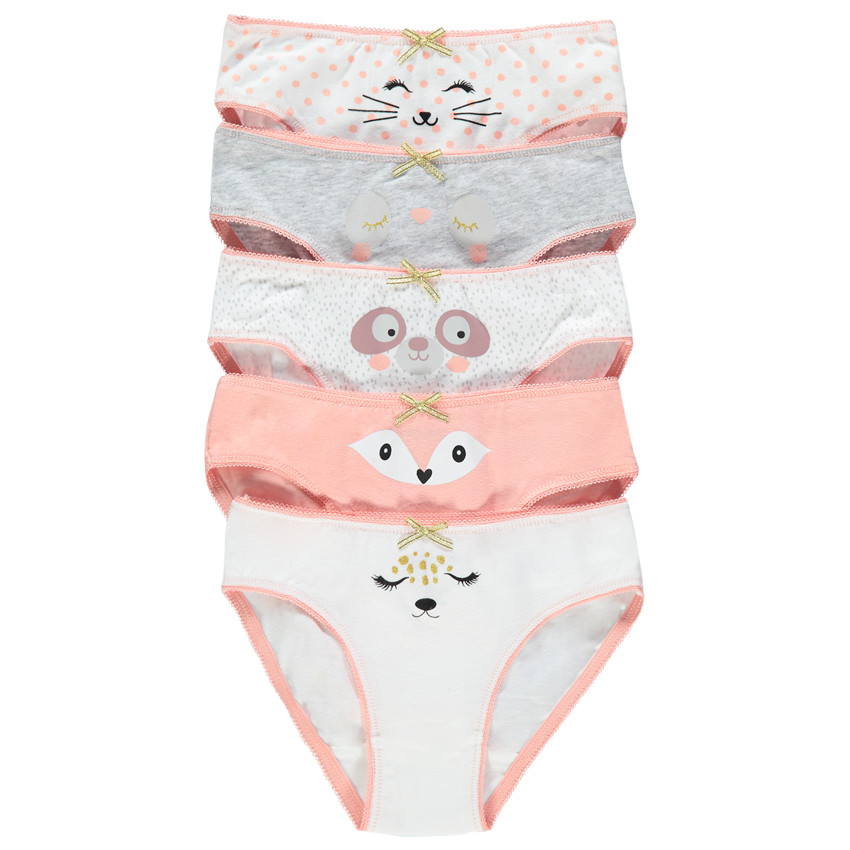 Σετ από 5 slip με animal σχέδιο και φιόγκο χρυσαφί  Additional Σετ από 5 slip με animal σχέδιο και φιόγκο χρυσαφί