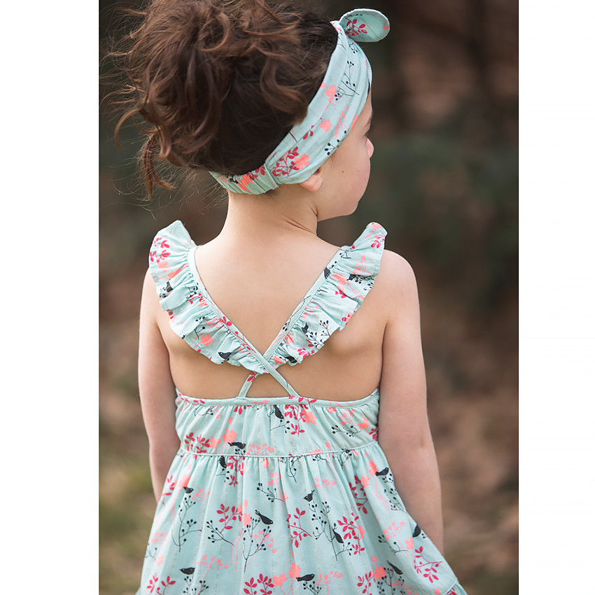 Robe à bretelles volantées imprimé fleuri pour bébé fille 