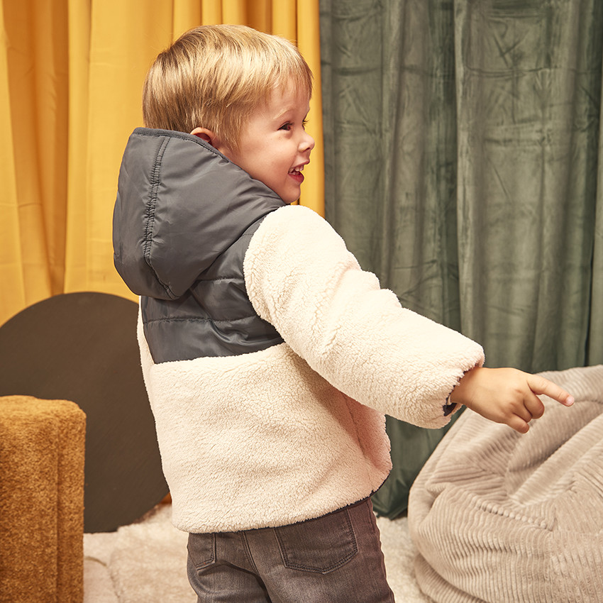 Ζακέτα με κουκούλα, ludique δεινόσαυρος bi-matière για bebe αγόρι 