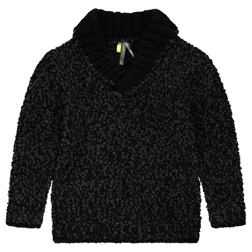 Φαντεζί πλεκτό πουλόβερ με γιακά σάλι 