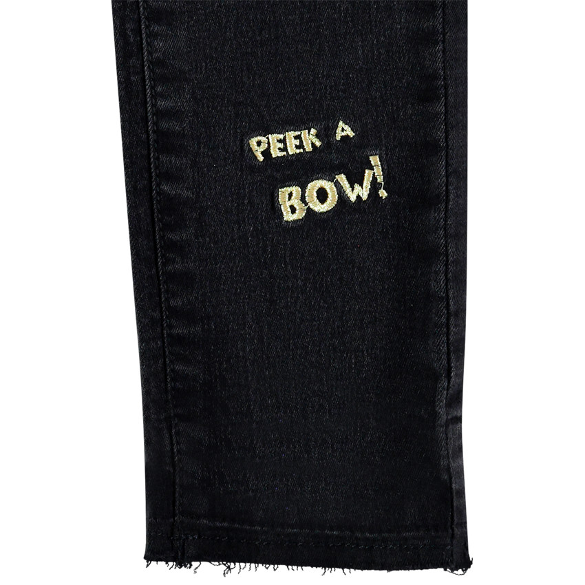 Jean effet used coupe slim motif Minnie en sequins 