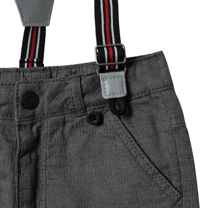 Pantalon à fines rayures doublé polaire à bretelles amovibles  Additional Pantalon à fines rayures doublé polaire à bretelles amovibles