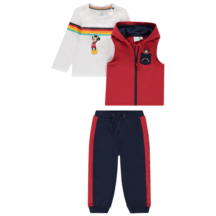 Φόρμα από φανέλα με μπλούυζα και ζακέτα με στάμπα Μίκυ της Disney 