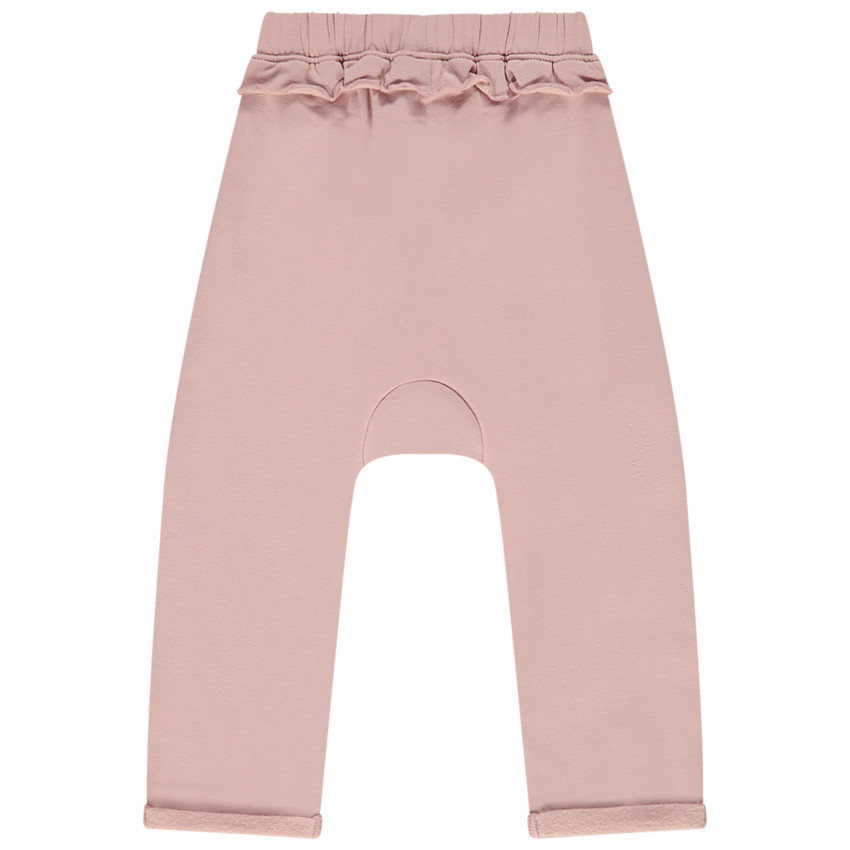 Φόρμα jogging από molleton μονόχρωμο με βολάν για bebe κορίτσι 