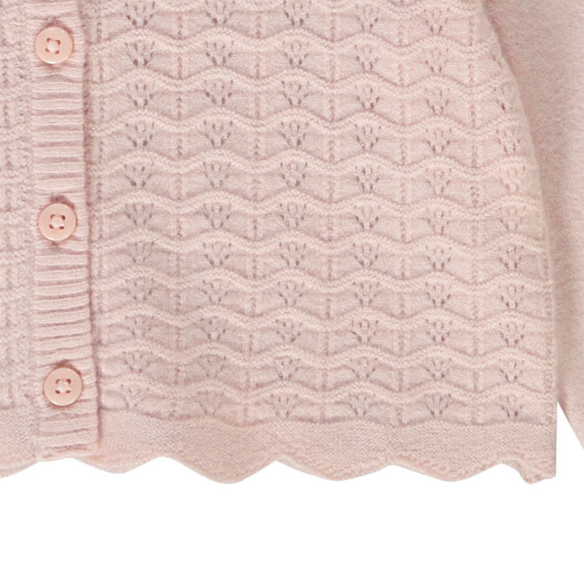 Ζακέτα κοντή από πλεκτό με σχέδιο αζούρ για bebe κορίτσι 