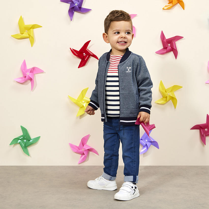 Ζακέτα με γιακά teddy από πλεκτό piquée για bebe αγόρι 