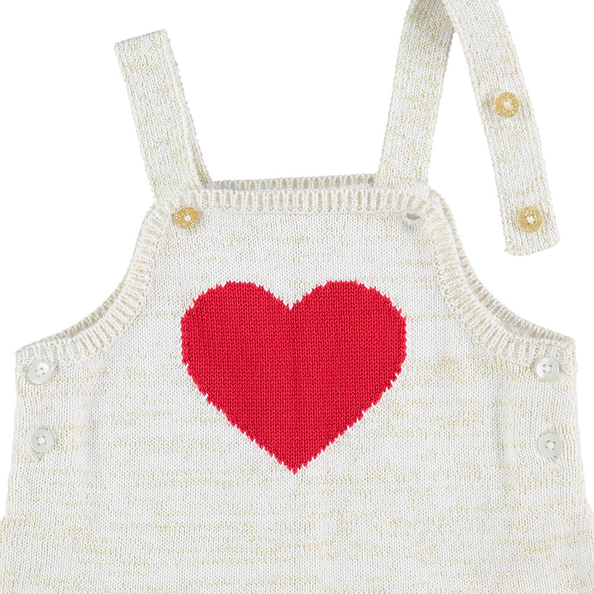 Πλεκτό φόρεμα-σαλοπέτα με κόκκινη καρδιά ζακάρ 