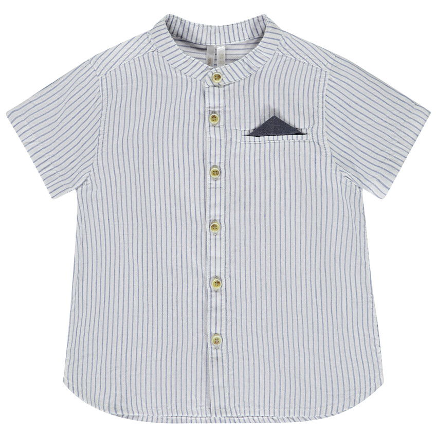 Πουκάμισο κοντομάνικο με ρίγες και γιακά mao για bebe αγόρι 