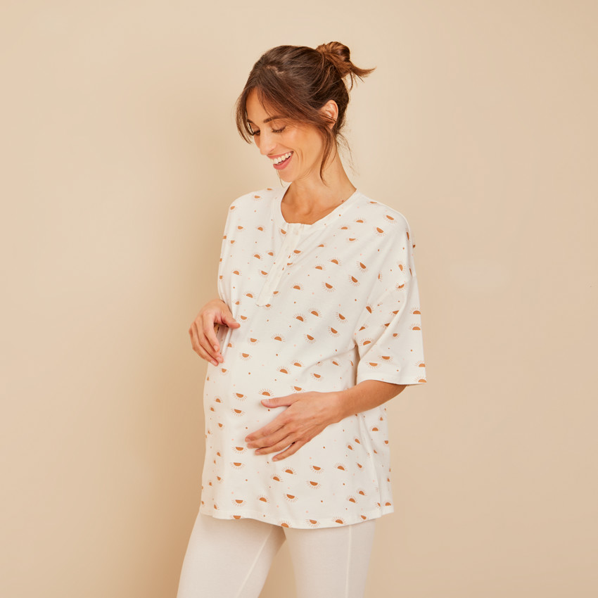 Μπλούζα T-shirt oversize εγκυμοσύνης και θηλασμού με σχέδιο soleils 