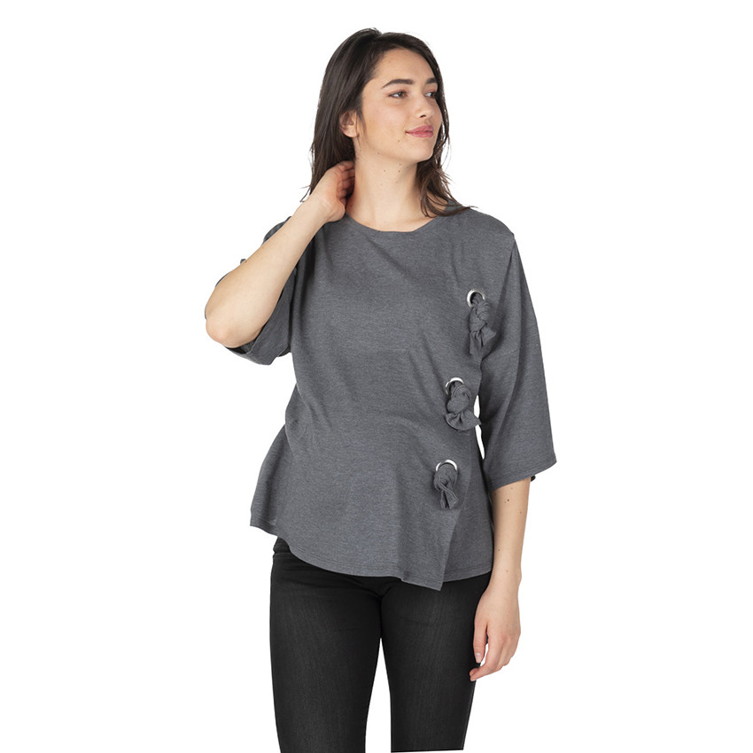 Ασύμμετρη μπλούζα εγκυμοσύνης με φιόγκους 