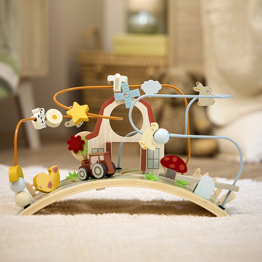 Πίνακας δραστηριοτήτων από ξύλο με σπείρες Φάρμα 