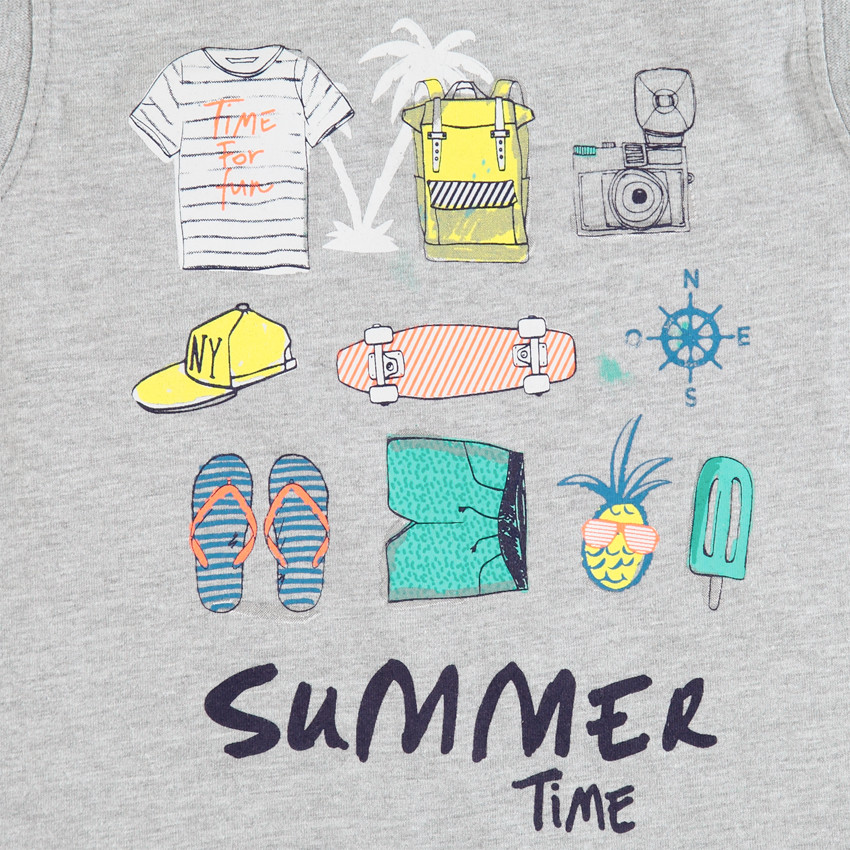 Σέτ με αμάνικο μπλουζάκι καλοκαιρινής διάθεσης και ριγέ βερμούδα 