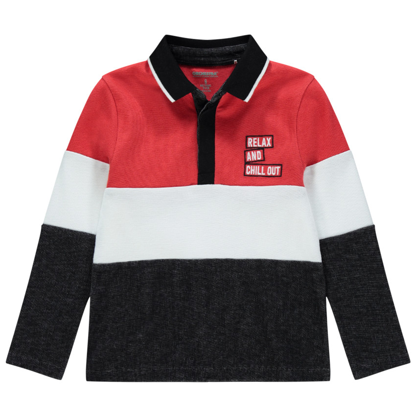 Polo μακρυμάνικο τρίχρωμο για αγόρι 