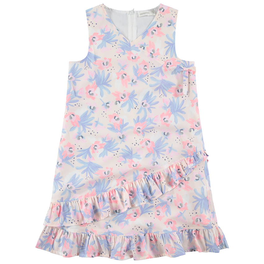 Παιδικά - Αμάνικο φόρεμα με λουλούδια και βολάν  