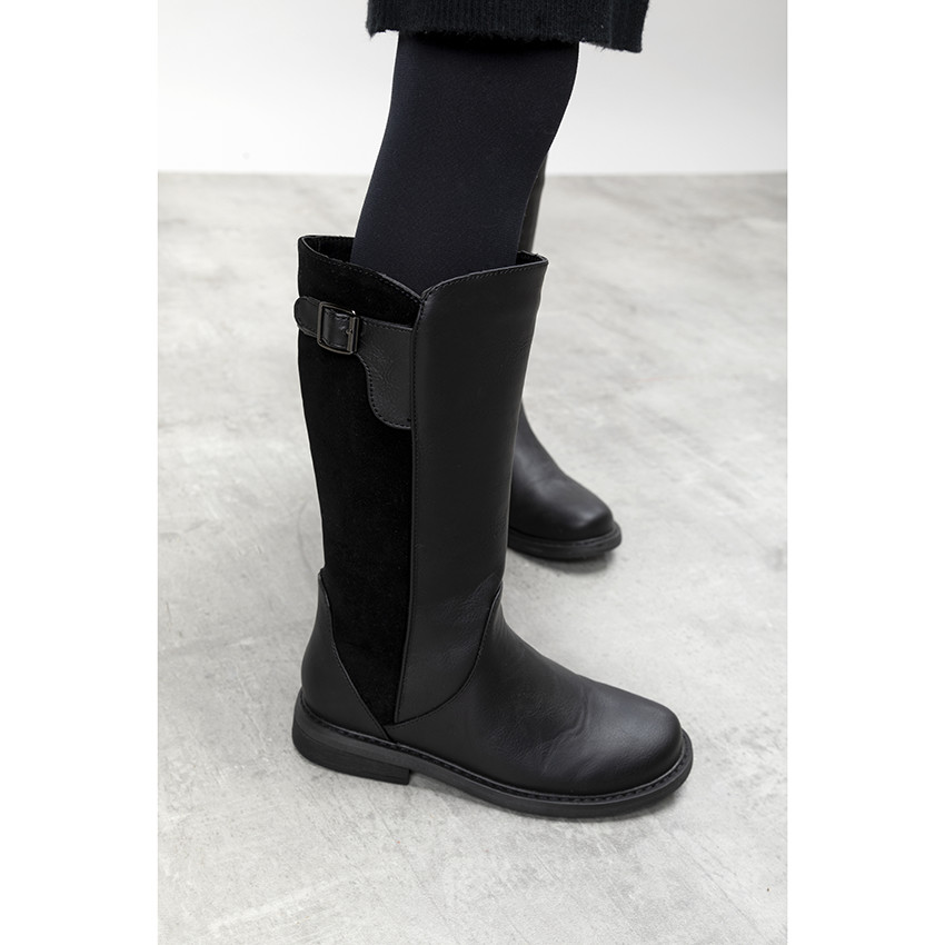 Bottes cavali res noires pour fille lani re et boucle fantaisie