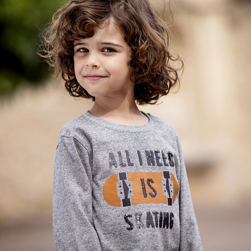 T-shirt μακρυμάνικο με μαγικές παγιέτες για αγόρι 