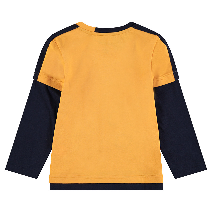 Μακρυμάνικη δίχρωμη μπλούζα 2 σε 1 με τυπωμένο μοτίβο 