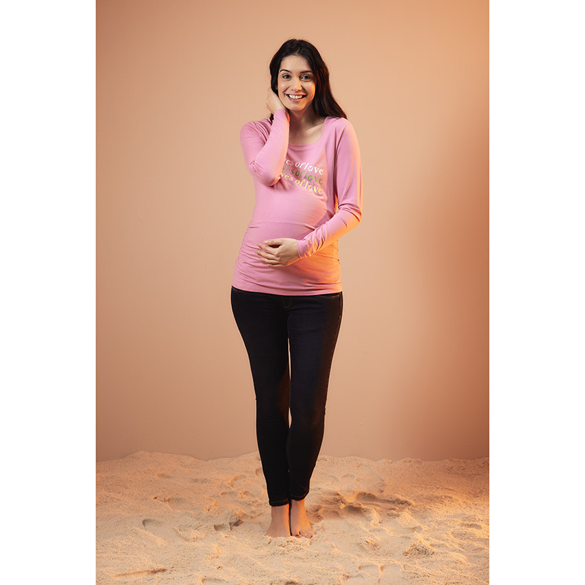 Μπλούζα εγκυμοσύνης μακρυμάνικη σε jersey με print 
