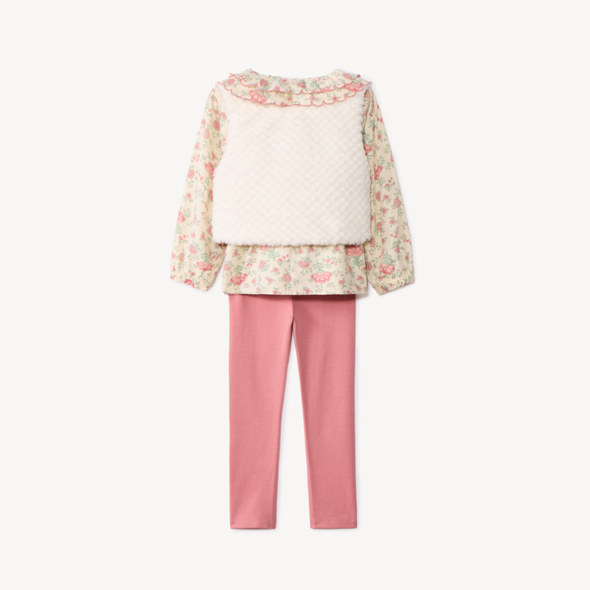 Ensemble 3 pièces avec tunique fleurie pour bébé fille 