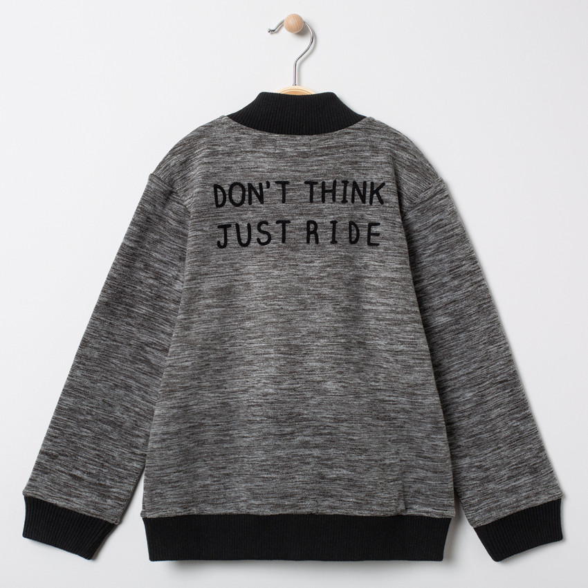 Gilet en polaire chinée à zip et message printé au dos 