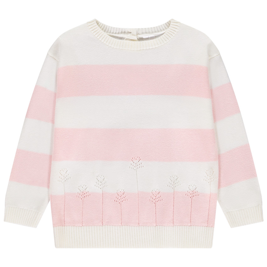 Πουλόβερ πλεκτό με ρίγες και σχέδιο λουλουδιών για κορίτσι μωρού 