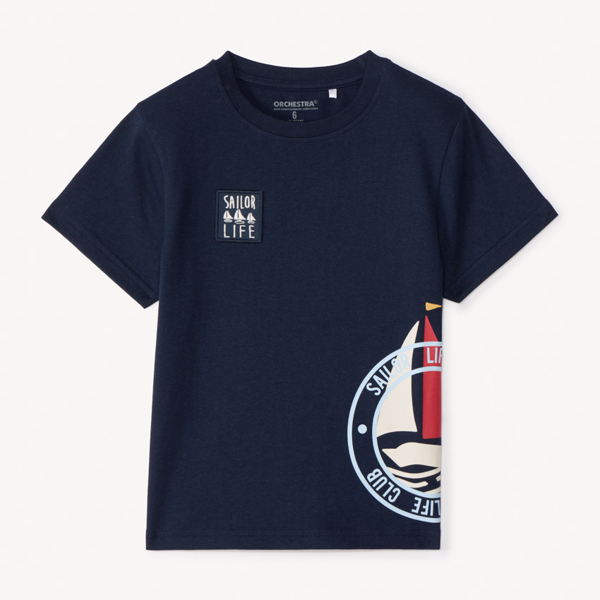 T-shirt κοντομάνικο με σχέδιο καράβι για αγόρι 